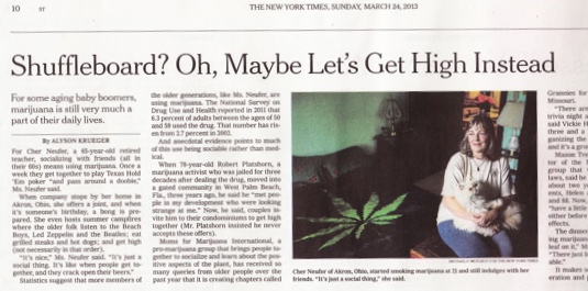 NY Times acknowledges MJ use by “older folk”