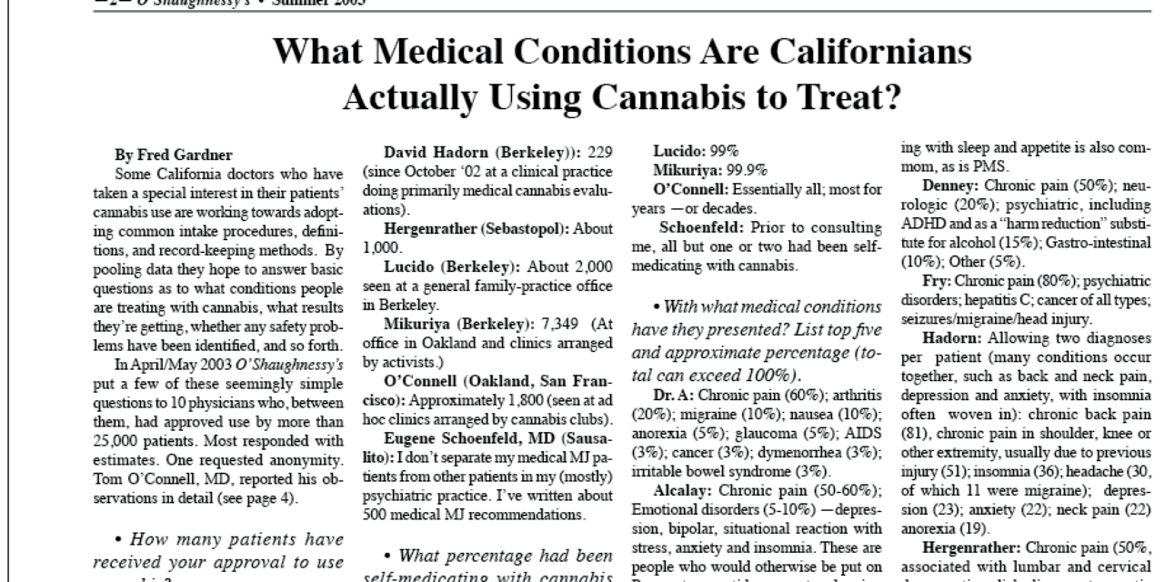 ‘Which Conditions are Californians Actually Using Cannabis to Treat?