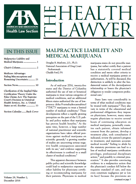Malpractice Liability and Medical Marijuana