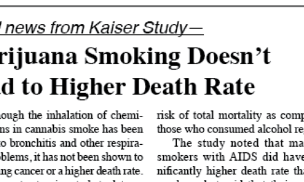 Marijuana Smoking Doesn’t Lead to Higher Death Rate —Kaiser Study